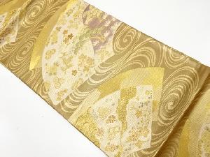 地紙に草花・流水模様織出し袋帯